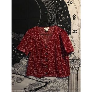 Red polka dot crop top